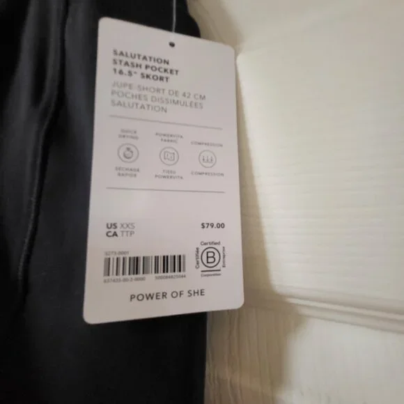 New with Tags ATHLETA BLACK SALUTATION STASH HIGH RISE 16 1/2 SKORT XXS - Picture 5 of 7